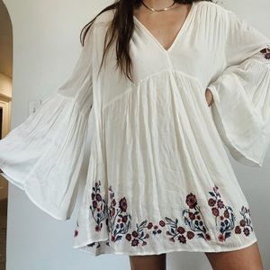 Free People Embroidered White Dress